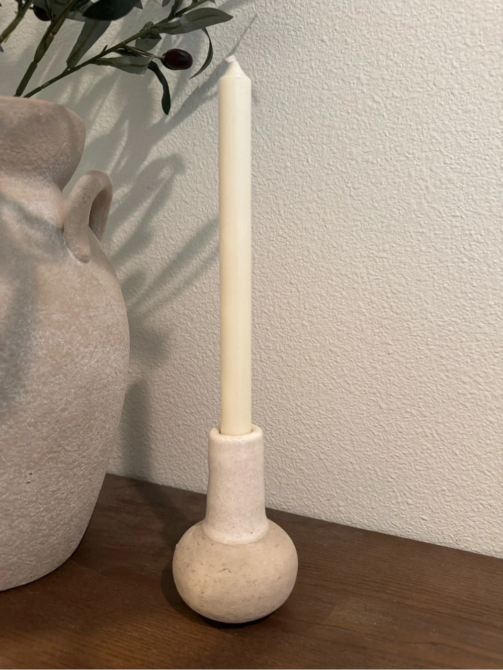 Cream Candle Holder